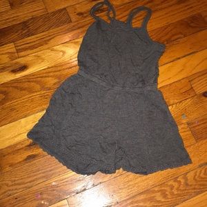 Dark gray spaghetti striped romper